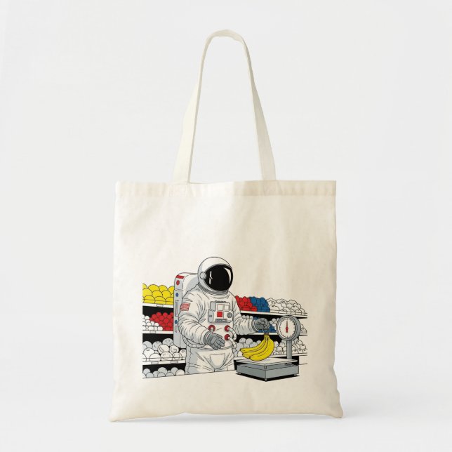 Funny Astronaut Shopping Cartoon – Space Explorer  Tote Bag (Front)