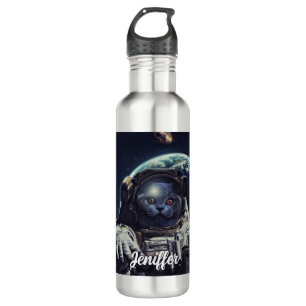 Funny Astronaut Shorthair Cat in Space 710 Ml Water Bottle