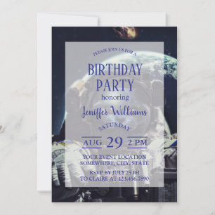 Funny Astronaut Shorthair Cat in Space             Invitation