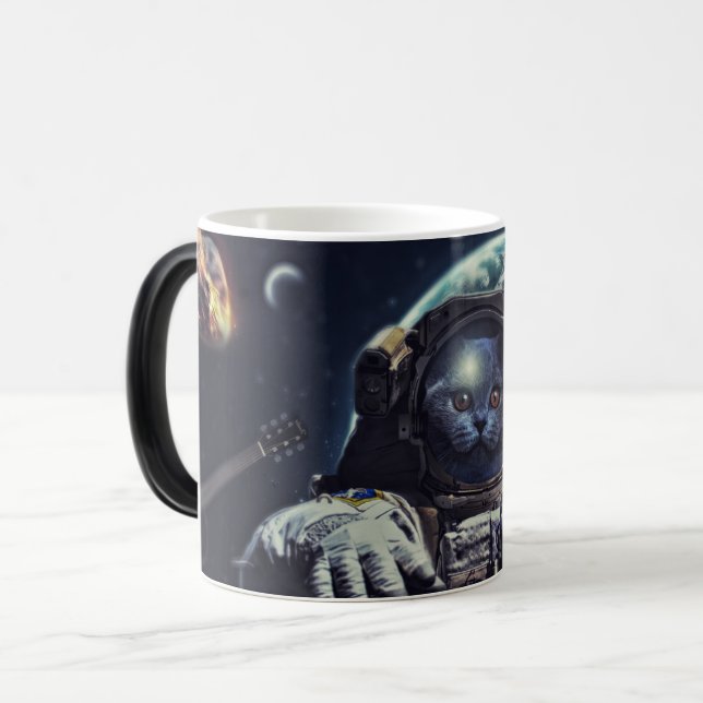 Funny Astronaut Shorthair Cat in Space             Magic Mug (Front Left)