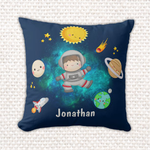 Funny Astronaut Spaceship Boy Gift Throw Pillow