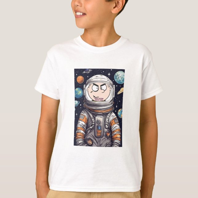 Funny Astronaut T-Shirt - Custom Face in Space (Front)
