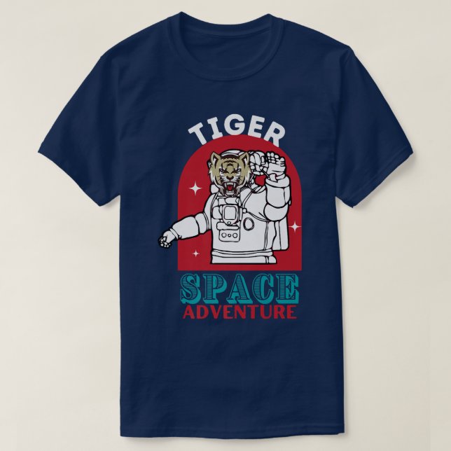 Funny Astronaut Tiger Space Adventure Space Lovers T-Shirt (Design Front)