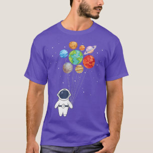 Funny Astronaut With Planets In Hand Galaxy Space T-Shirt