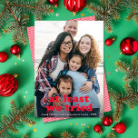 Funny At Least We Tried Christmas One Photo Red Holiday Card<br><div class="desc">This funny holiday photo card features a full-frame (aka full-bleed) vertical photo with the greeting "at least we tried" in red. This design accommodates one vertical photo. The greeting colour is customizable - just click on "Click to customize further" in the personalization dropdown menu! You can customize this design even...</div>