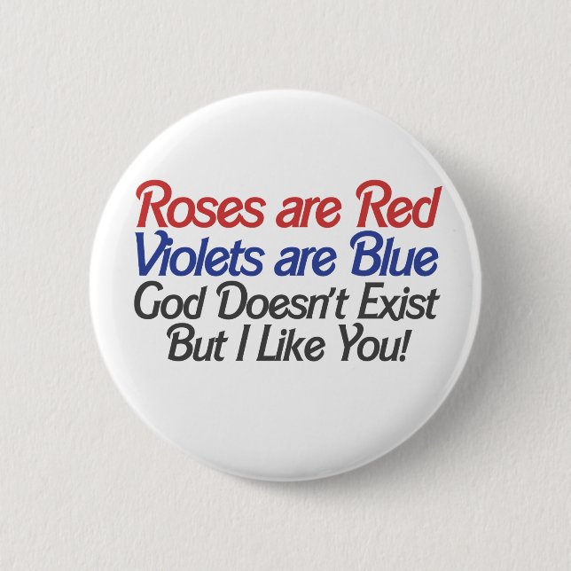 Funny Atheist Valentines Day Humour 2 Inch Round Button (Front)