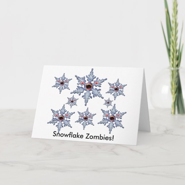 Funny Attack of the Snowflake Zombies Holiday Card (Front)