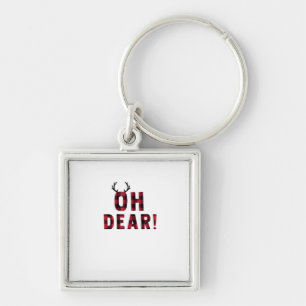 Funny Attitude Oh Dear Plaid Deer Creative Design Keychain
