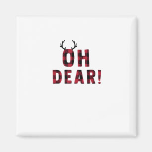 Funny Attitude Oh Dear Plaid Deer Creative Design Magnet