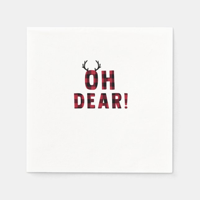 Funny Attitude Oh Dear Plaid Deer Creative Design  Napkin (Front)
