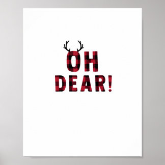 Funny Attitude Oh Dear Plaid Deer Creative Design Poster