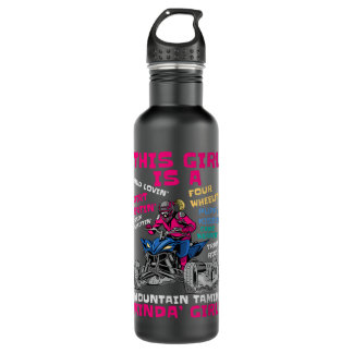 Funny ATV Quad Bike Riding Girl All-Terrain Four W 710 Ml Water Bottle
