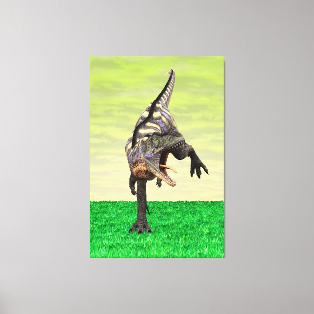 Funny Aucasaurus Roaring Prehistoric Dino Art Canvas Print (Front)