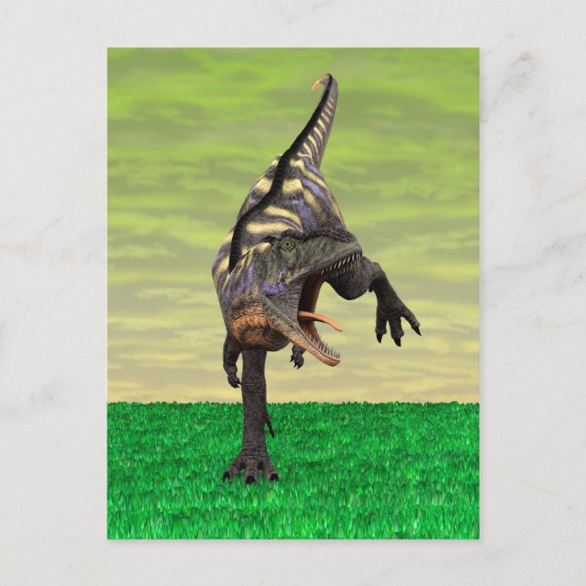 Funny Aucasaurus Roaring Prehistoric Dino Art Postcard (Front)