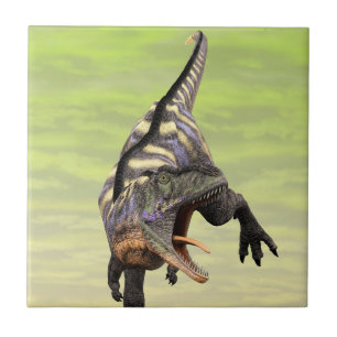 Funny Aucasaurus Roaring Prehistoric Dino Art Tile