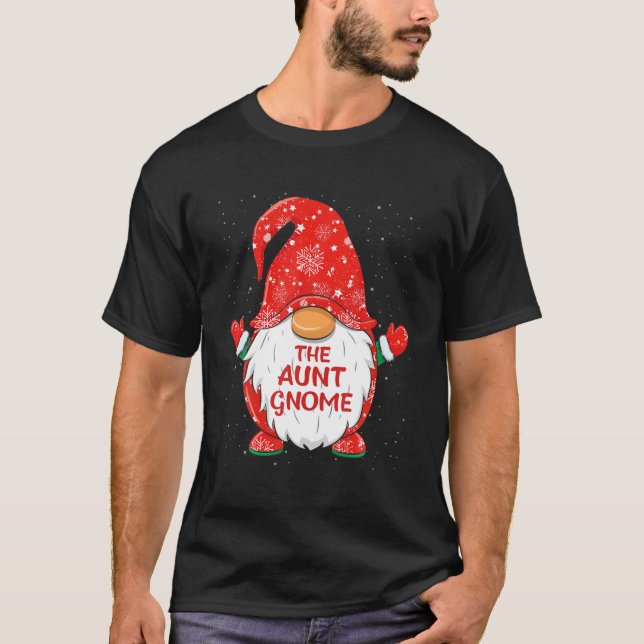 Funny Aunt Gnome Matching Family Christmas Pajama T-Shirt (Front)