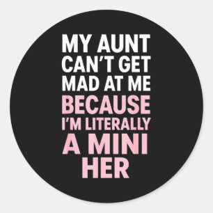 Funny Aunt Niece Mini Her Matching Family Quote  Classic Round Sticker