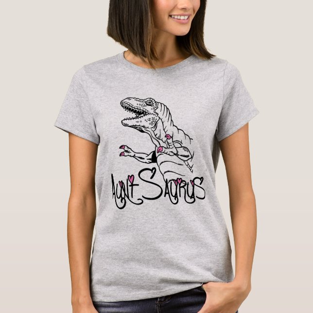 Funny Aunt Saurus Dinosaur T-Shirt Auntie Gift (Front)