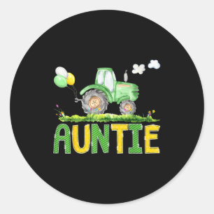 Funny Auntie Birthday Boy Tractor Farm Truck Match Classic Round Sticker