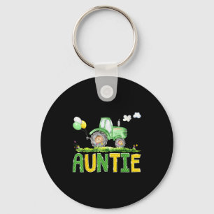 Funny Auntie Birthday Boy Tractor Farm Truck Match Keychain