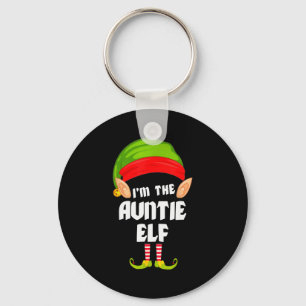 Funny Auntie Elf Matching Family Group Pj Christma Keychain