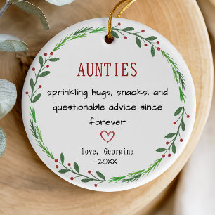 Funny auntie quote personalized keepsake  ceramic ornament