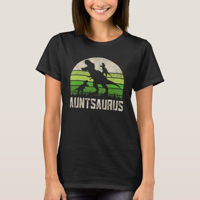 Funny Auntsaurus T Rex Shirts, Dinosaur Aunty 2 Ki T-Shirt (Front)