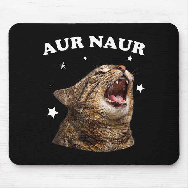 Funny Aur Naur Cat Style Oh No Surprised Cat Meme  Mouse Pad (Front)