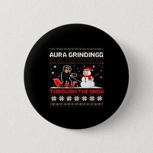 Funny Aura Grinding Christmas Meme Winter Gamer 2 Inch Round Button