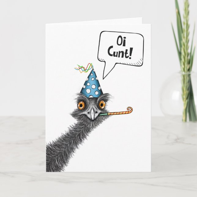 Funny Aussie Emu Birthday Card (Front)