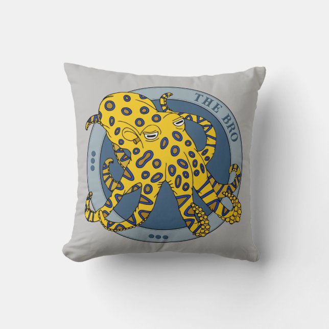 Funny Australian Blue Ringed Octopus Throw Pillow (Front)