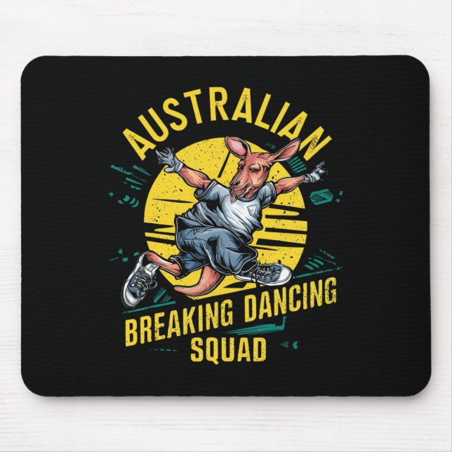 Funny Australian Break Dancing Squad Kangaroo  Mouse Pad (Front)