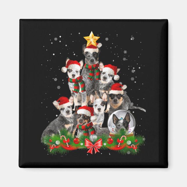 Funny Australian Cattle Dog Dog Christmas Tree Magnet (Front)