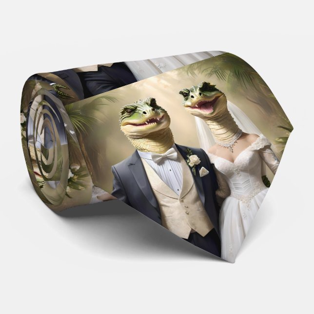 Funny Australian Crocodile Wedding, Tie (Rolled)