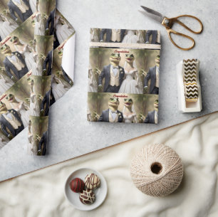 Funny Australian Crocodile Wedding, Wrapping Paper