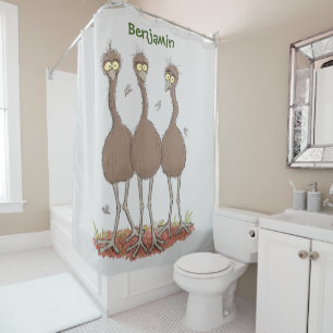 Funny Australian emu trio cartoon illustration