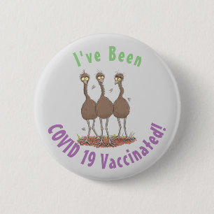 Funny Australian emu trio cartoon illustration 2 Inch Round Button
