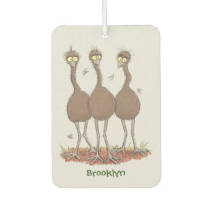 Funny Australian emu trio cartoon illustration  Air Freshener