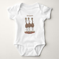 Funny Australian emu trio cartoon illustration