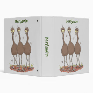 Funny Australian emu trio cartoon illustration Binder