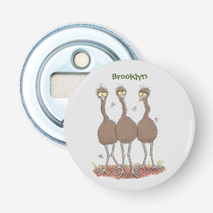 Funny Australian emu trio cartoon illustration Bottle Opener