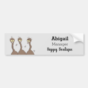 Funny Australian emu trio cartoon illustration  Bumper Sticker