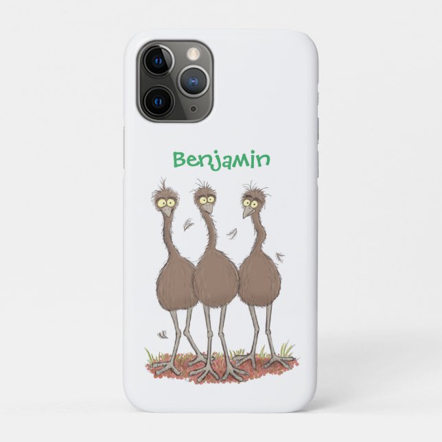 Funny Australian emu trio cartoon illustration Case-Mate iPhone Case (Back)