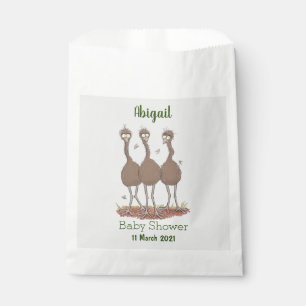 Funny Australian emu trio cartoon illustration Favour Bag