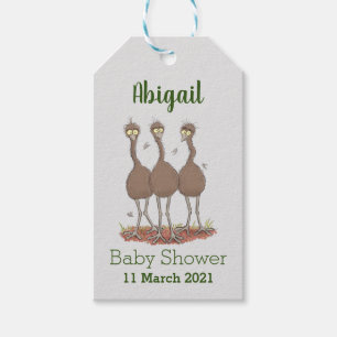 Funny Australian emu trio cartoon illustration Gift Tags