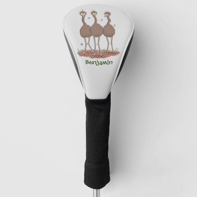 Funny Australian emu trio cartoon illustration Golf Head Cover (Front)