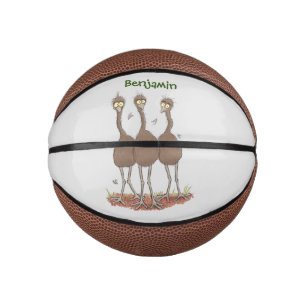Funny Australian emu trio cartoon illustration Mini Basketball