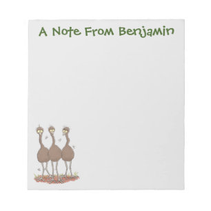 Funny Australian emu trio cartoon illustration Notepad