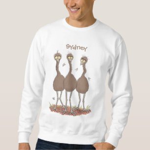 Funny Australian emu trio cartoon illustration Sweatshirt