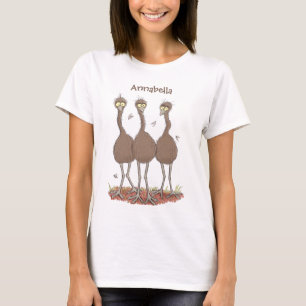 Funny Australian emu trio cartoon illustration T-Shirt